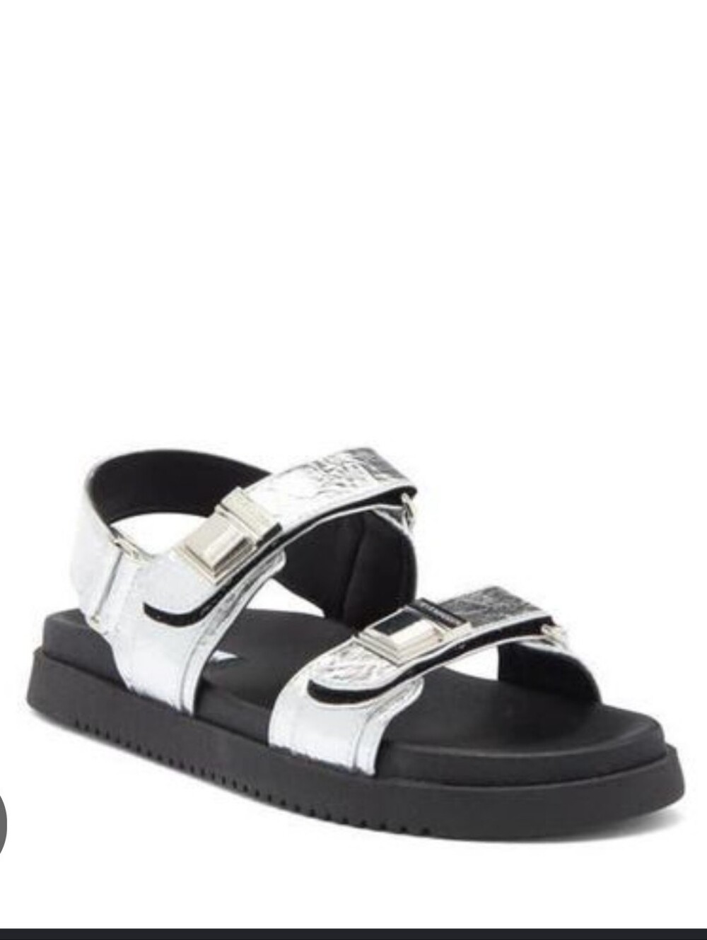 Steve Madden "Marnie" Metallic Silver Dual Strap Sandals NWT Size 10